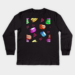 Sweet Macaron Dreams and Hearts Watercolour Kids Long Sleeve T-Shirt